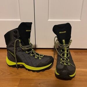Merrell Black and Lime High-Top Boots